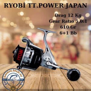 Ryobi TT Power 10000 Olta Makinası  Ağırlık 610gr  Devir 5:0:1  Bilya sayısı 6+1  Drag 12kg