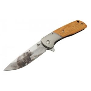 Chongming Ayı İşleme Desenli Ahşap Klipsli Çakı – CM97