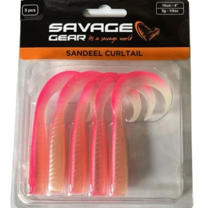 Savage Gear LB Sandeel Curltail 10cm Pink Glow Back 5 Adet Sahte Balık